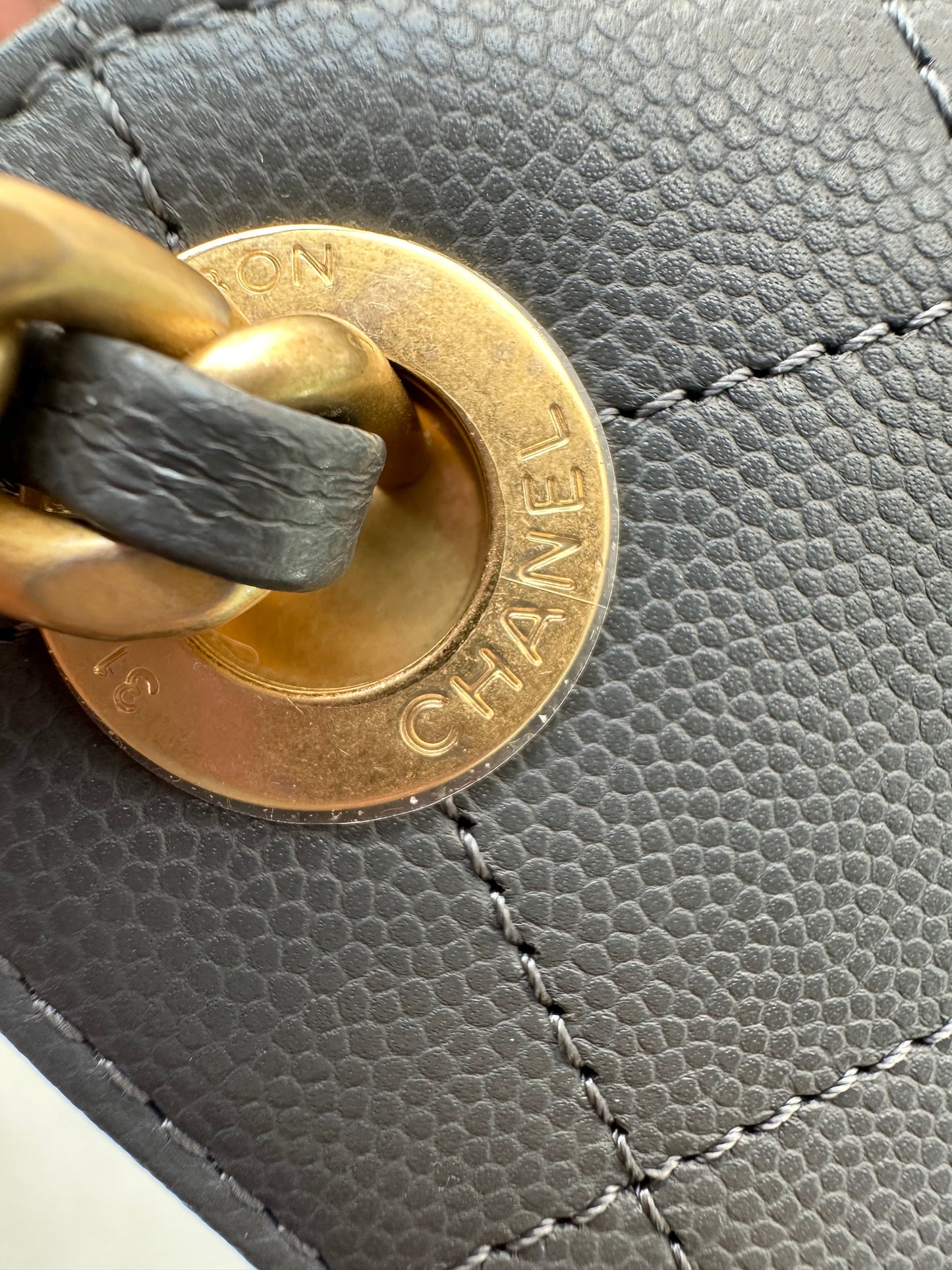 Pre-owned Certified Chanel Small 25Bag in Grey Caviar Leather with Golden Hardware, 2025 Microchipped, w/ Dust bag, Microchip