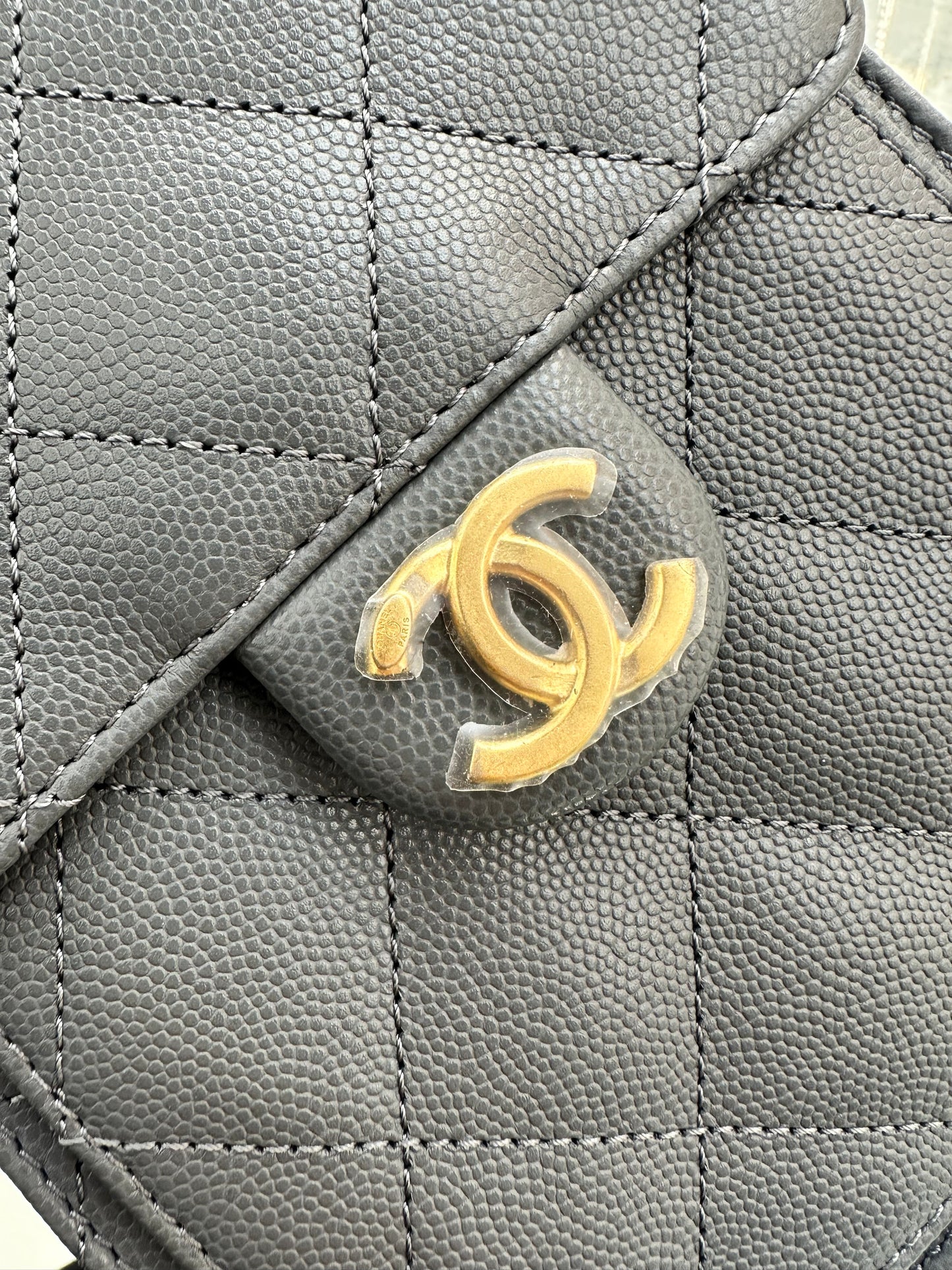 Pre-owned Certified Chanel Small 25Bag in Grey Caviar Leather with Golden Hardware, 2025 Microchipped, w/ Dust bag, Microchip