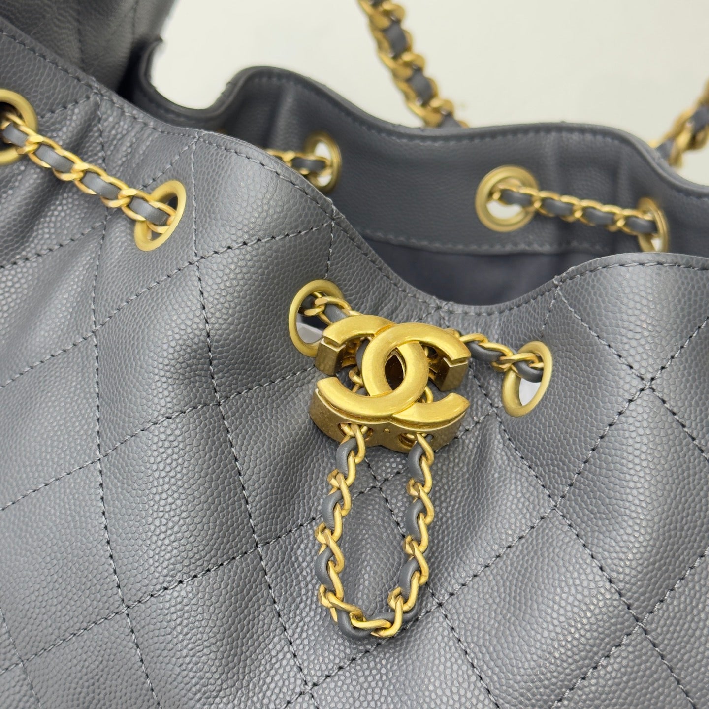 Pre-owned Certified Chanel Small 25Bag in Grey Caviar Leather with Golden Hardware, 2025 Microchipped, w/ Dust bag, Microchip