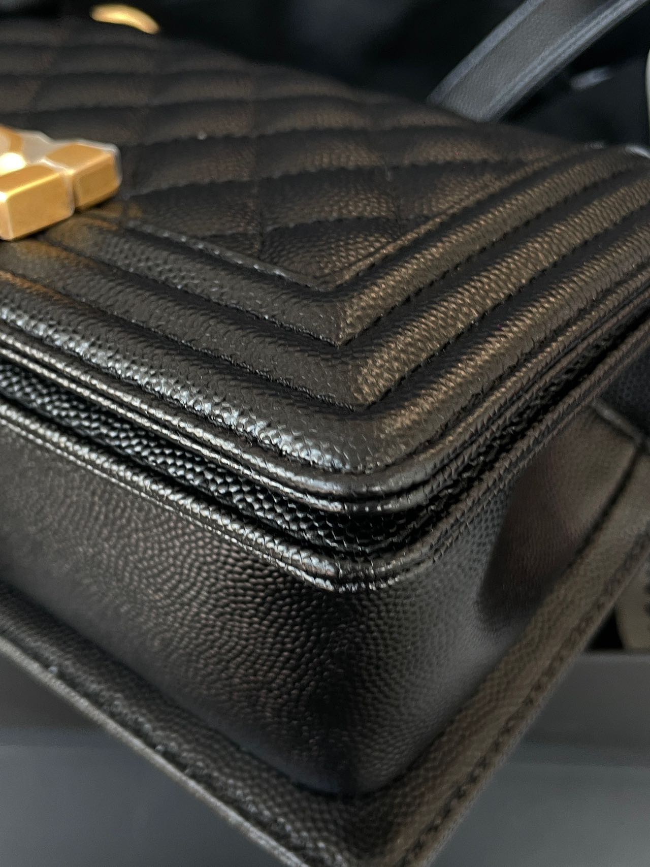 Pre-owned Certified Chanel Small Boy Bag in Black Caviar Leather with Golden Hardware, 2021 Microchipped,  w/ full set