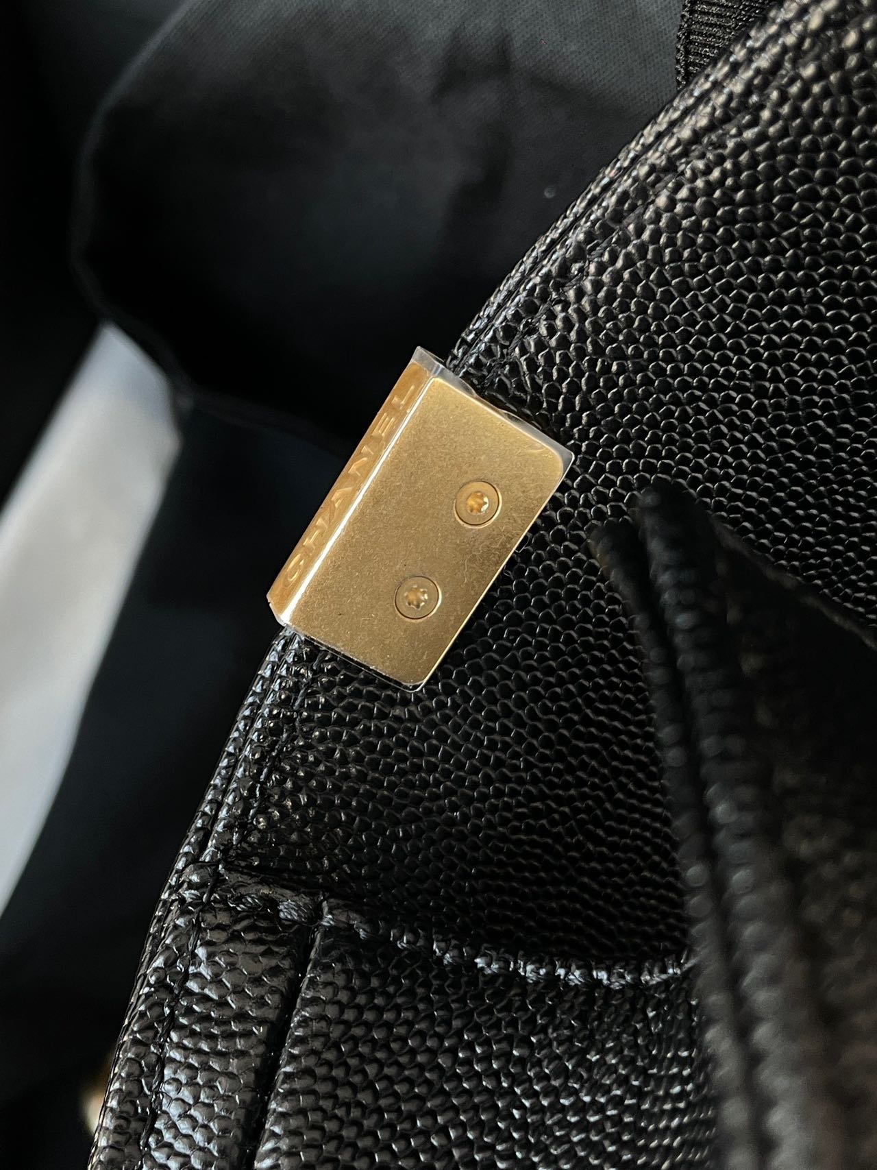 Pre-owned Certified Chanel Small Boy Bag in Black Caviar Leather with Golden Hardware, 2021 Microchipped,  w/ full set