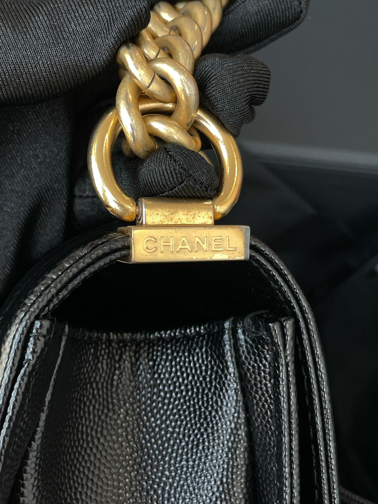Pre-owned Certified Chanel Small Boy Bag in Black Caviar Leather with Golden Hardware, 2021 Microchipped,  w/ full set