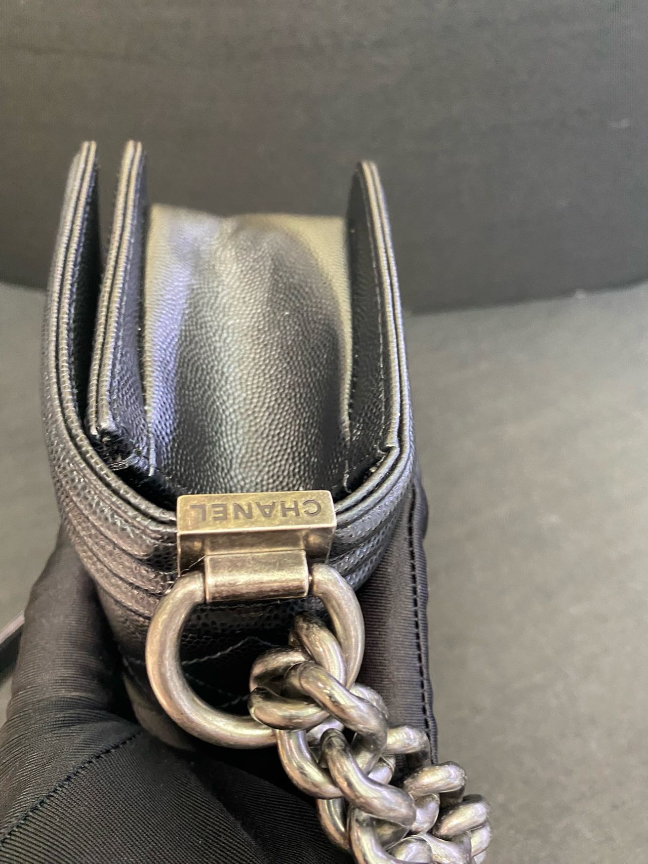 Pre-owned Certified Chanel Small Boy Bag in Black Caviar Leather with Silver Hardware, 2020-2021,  w/ full set