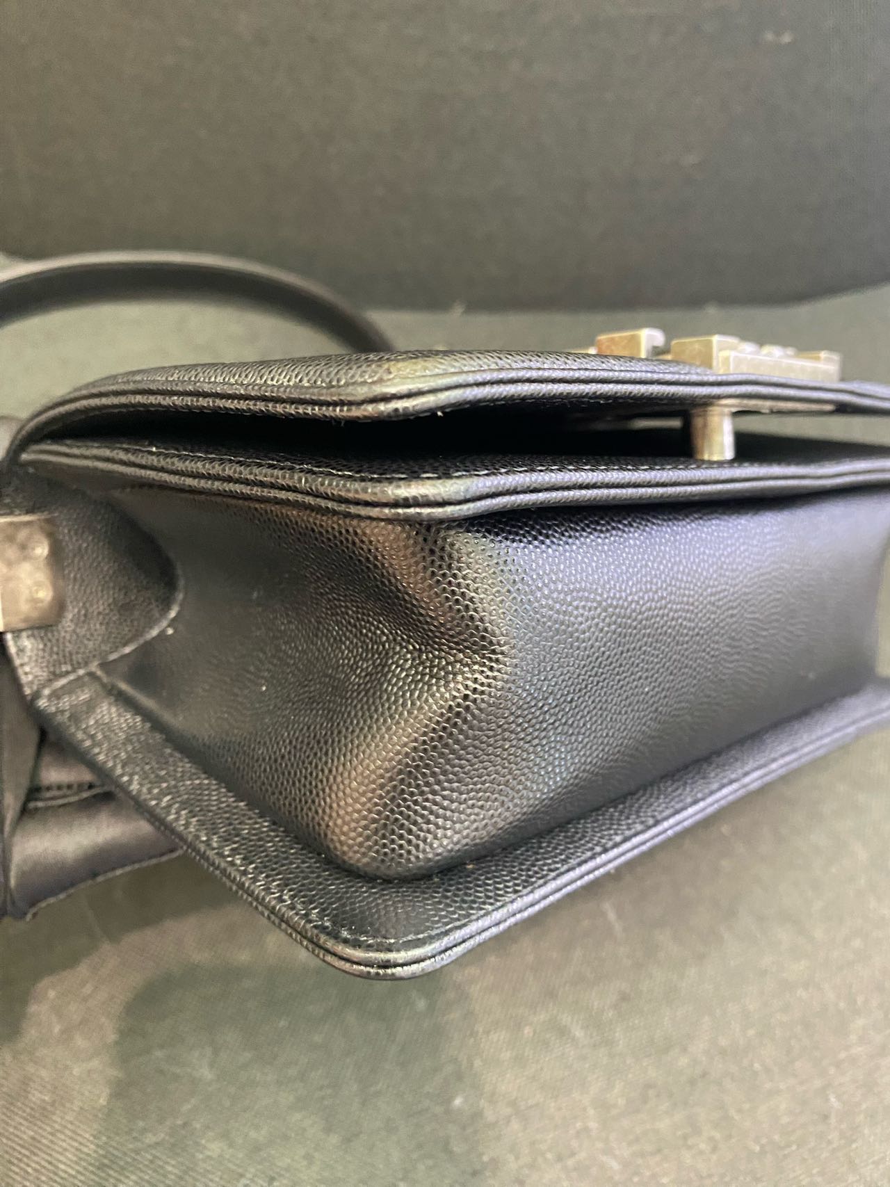 Pre-owned Certified Chanel Small Boy Bag in Black Caviar Leather with Silver Hardware, 2020-2021,  w/ full set