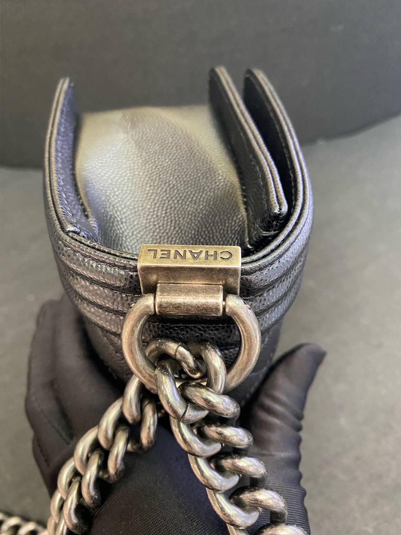 Pre-owned Certified Chanel Small Boy Bag in Black Caviar Leather with Silver Hardware, 2020-2021,  w/ full set