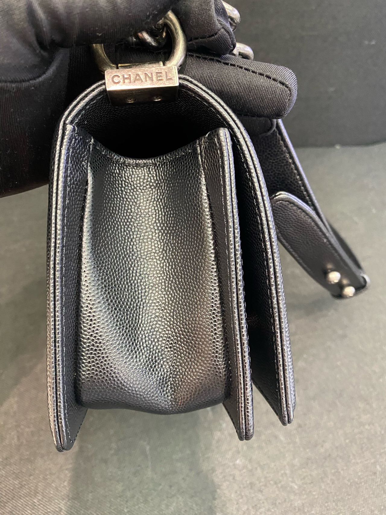 Pre-owned Certified Chanel Small Boy Bag in Black Caviar Leather with Silver Hardware, 2020-2021,  w/ full set
