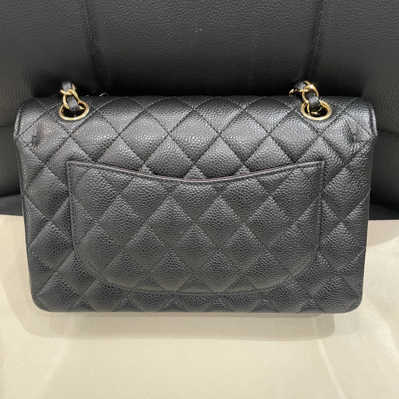 Pre-owned Certified Chanel Small CF Double Classic Flap in Black Caviar Leather with Golden Hardware, 2024 Microchipped, w/ Full Set