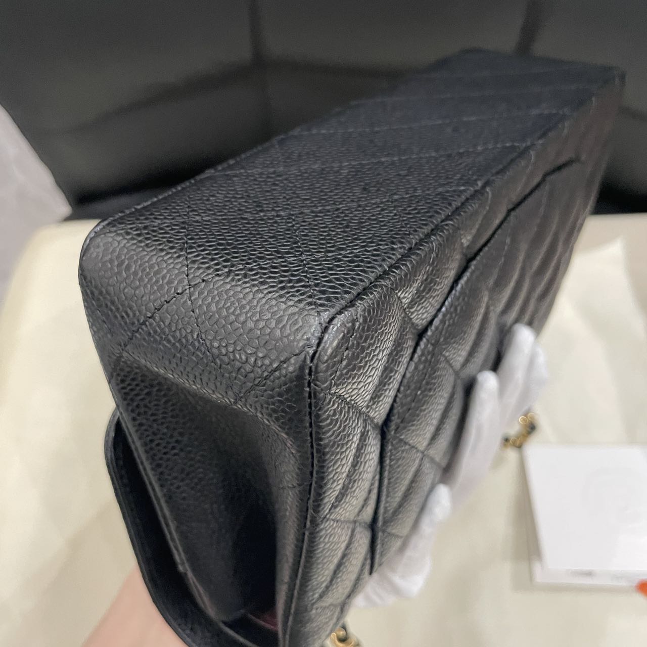 Pre-owned Certified Chanel Small CF Double Classic Flap in Black Caviar Leather with Golden Hardware, 2024 Microchipped, w/ Full Set