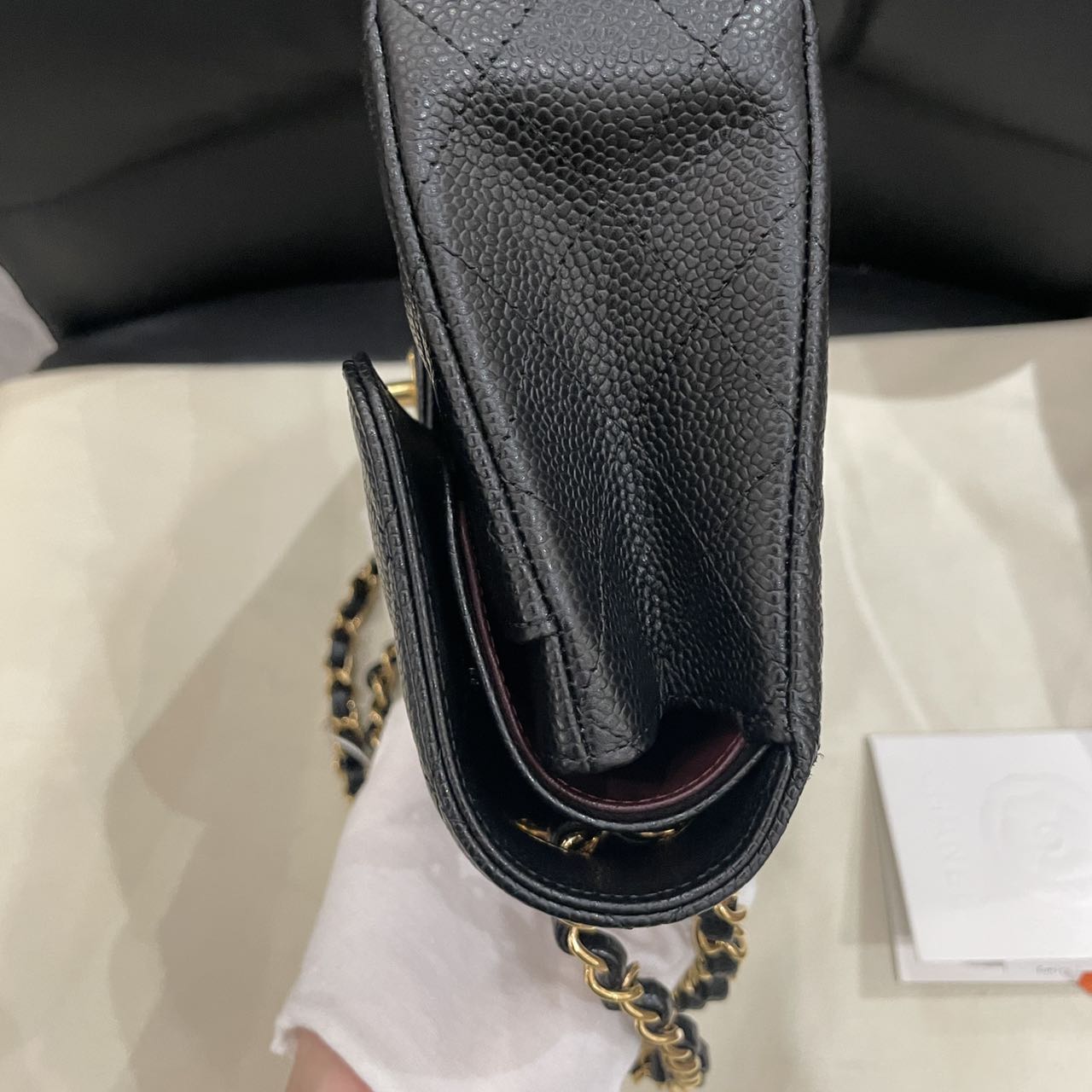 Pre-owned Certified Chanel Small CF Double Classic Flap in Black Caviar Leather with Golden Hardware, 2024 Microchipped, w/ Full Set