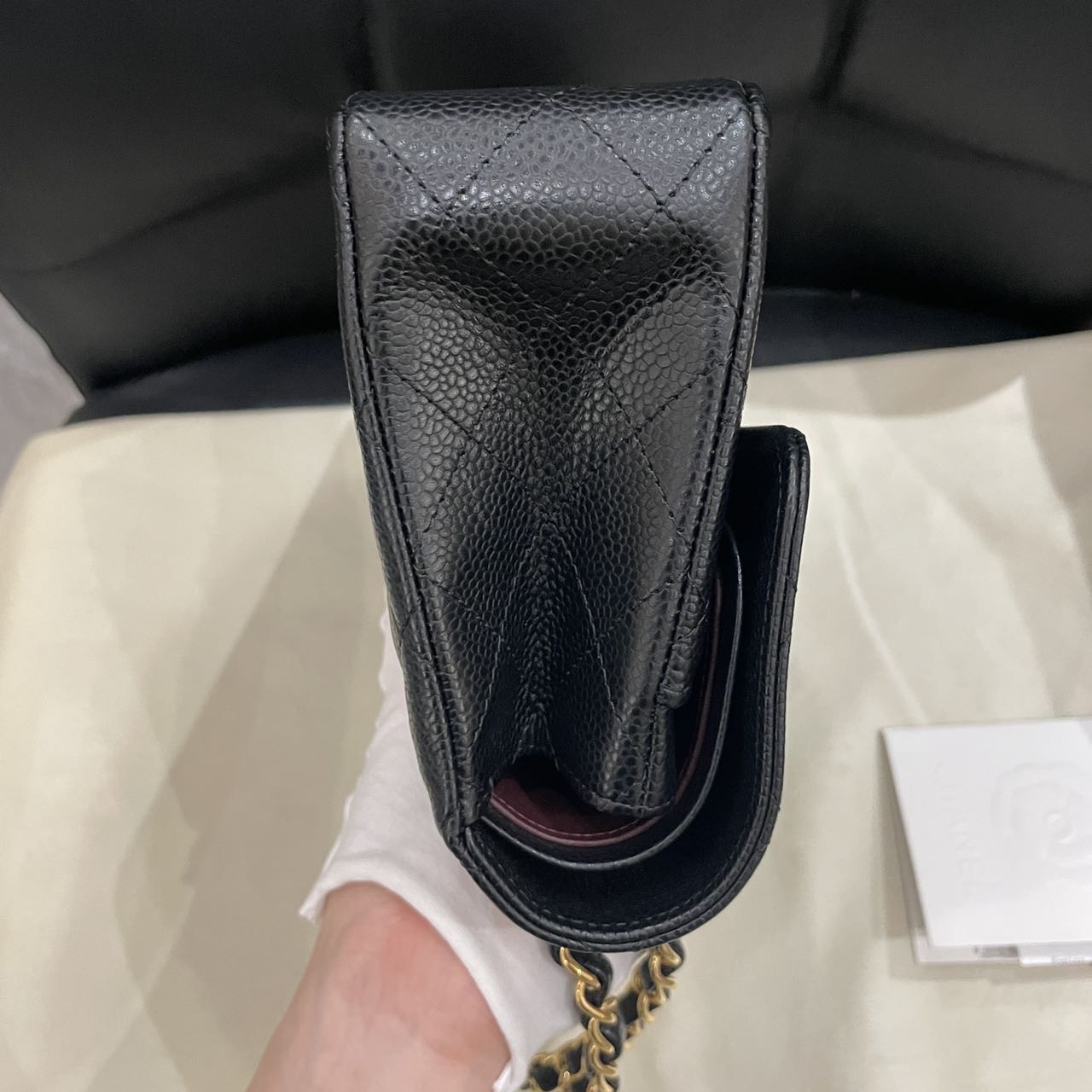 Pre-owned Certified Chanel Small CF Double Classic Flap in Black Caviar Leather with Golden Hardware, 2024 Microchipped, w/ Full Set