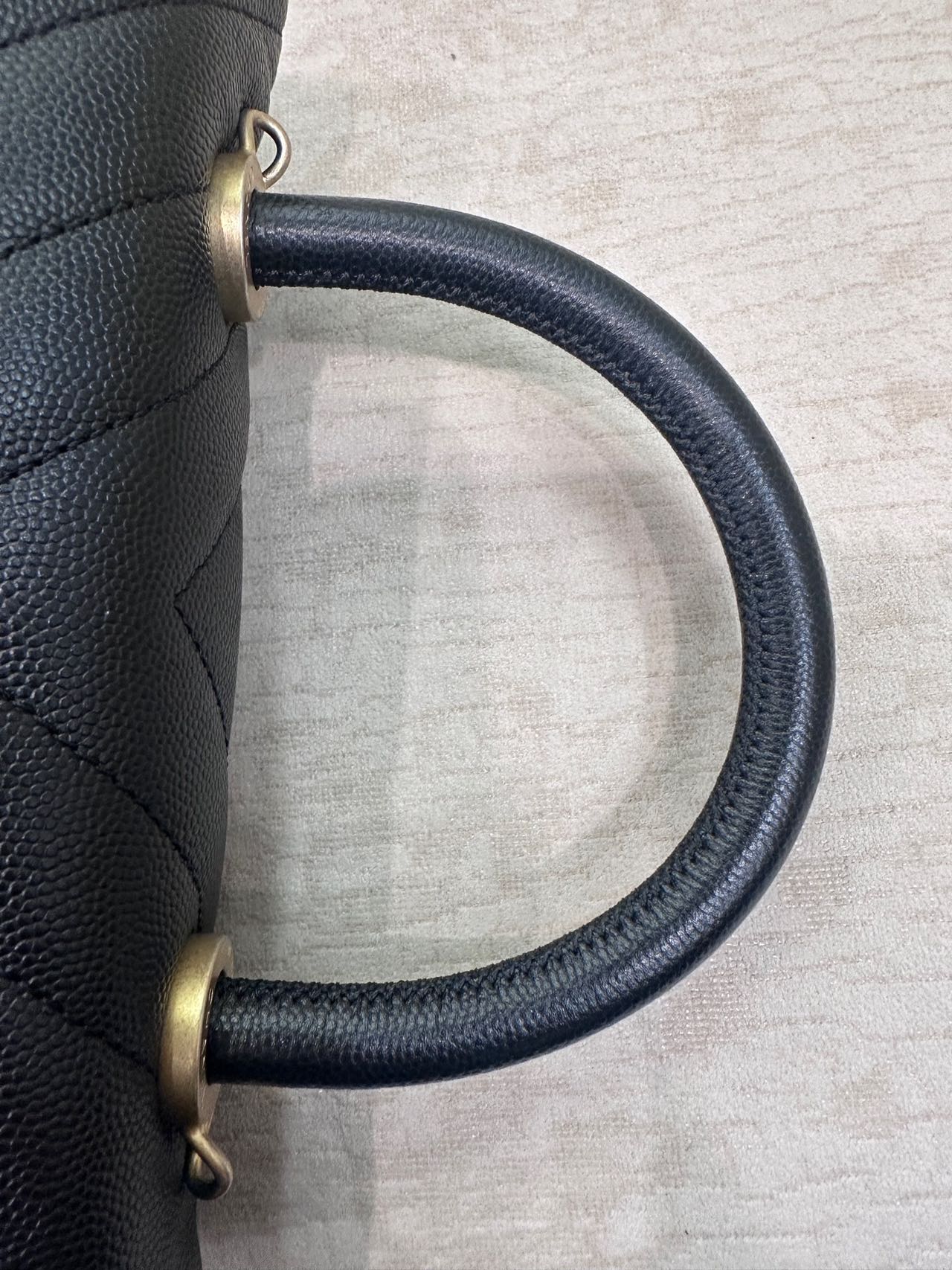 Pre-owned Certified Chanel Small Coco Handel in Black Caviar Leather with Golden Hardware, 2019, w/box, dust bag, strap