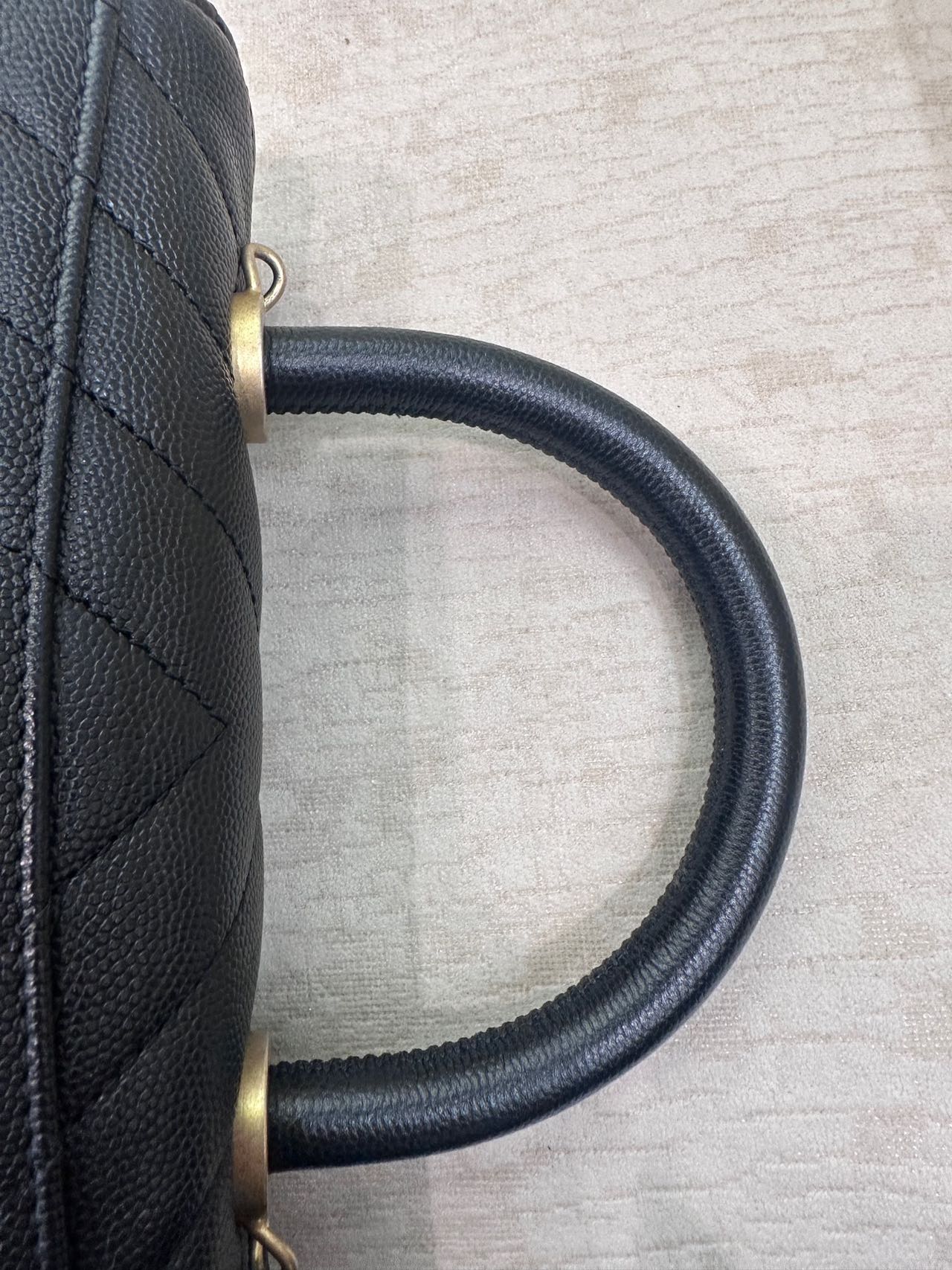 Pre-owned Certified Chanel Small Coco Handel in Black Caviar Leather with Golden Hardware, 2019, w/box, dust bag, strap