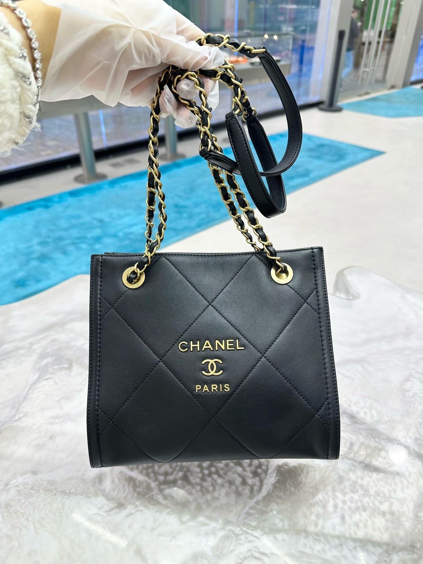 Pre-owned Chanel 21B Tote Black Calfskin Golden Hw, Microchipped, w/ dust bag