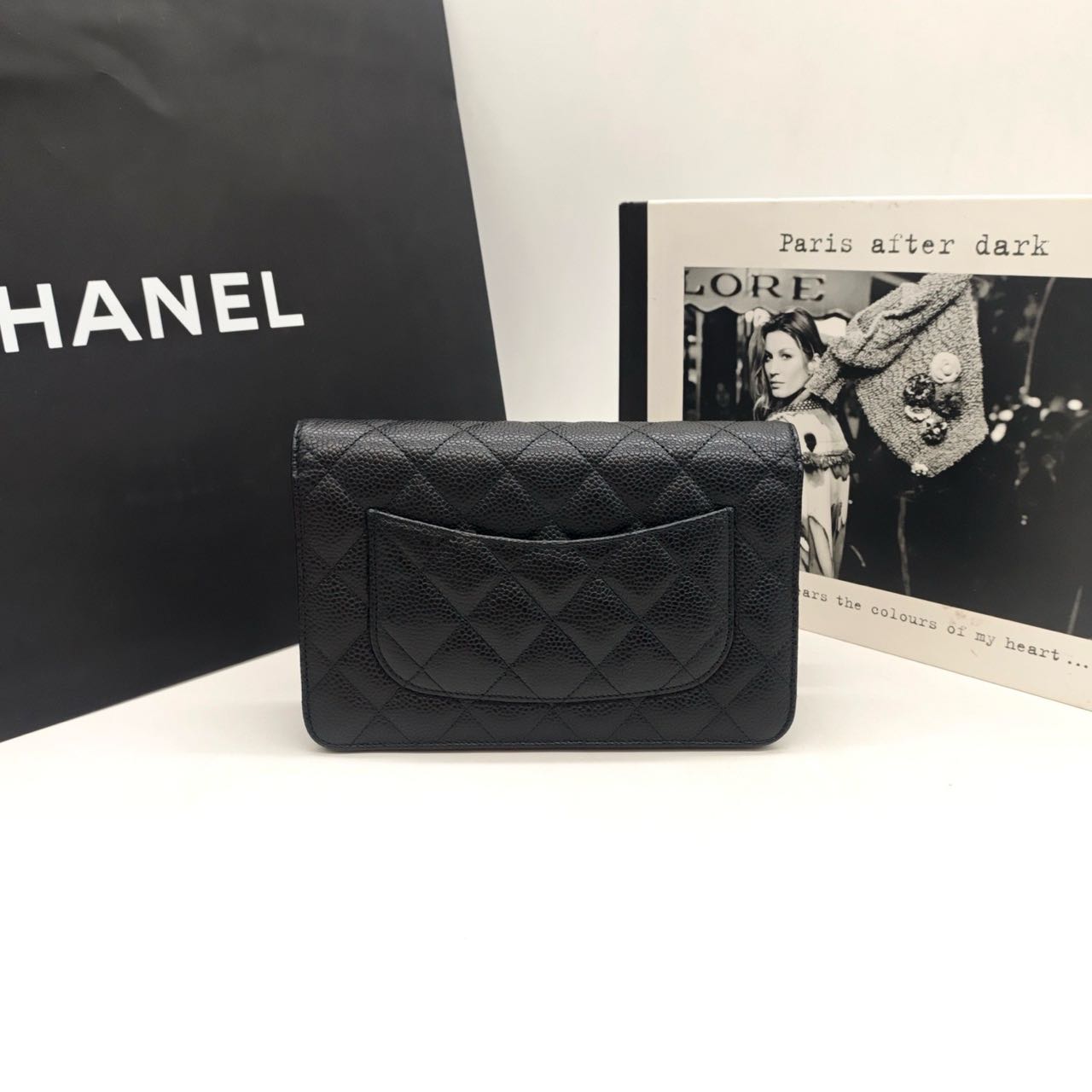 Pre-owned Certified Chanel Wallet on Chain in Black Caviar Leather with Silver Hardware, 2024 Microchipped, w/ full set