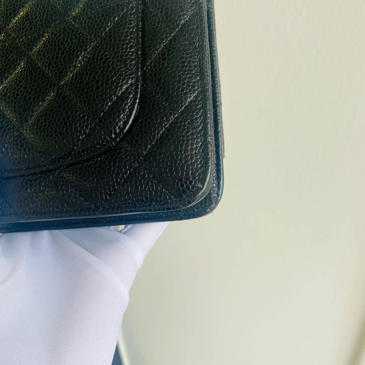 Pre-owned Certified Chanel Wallet on Chain in Black Caviar Leather with Silver Hardware, 2024 Microchipped, w/ full set