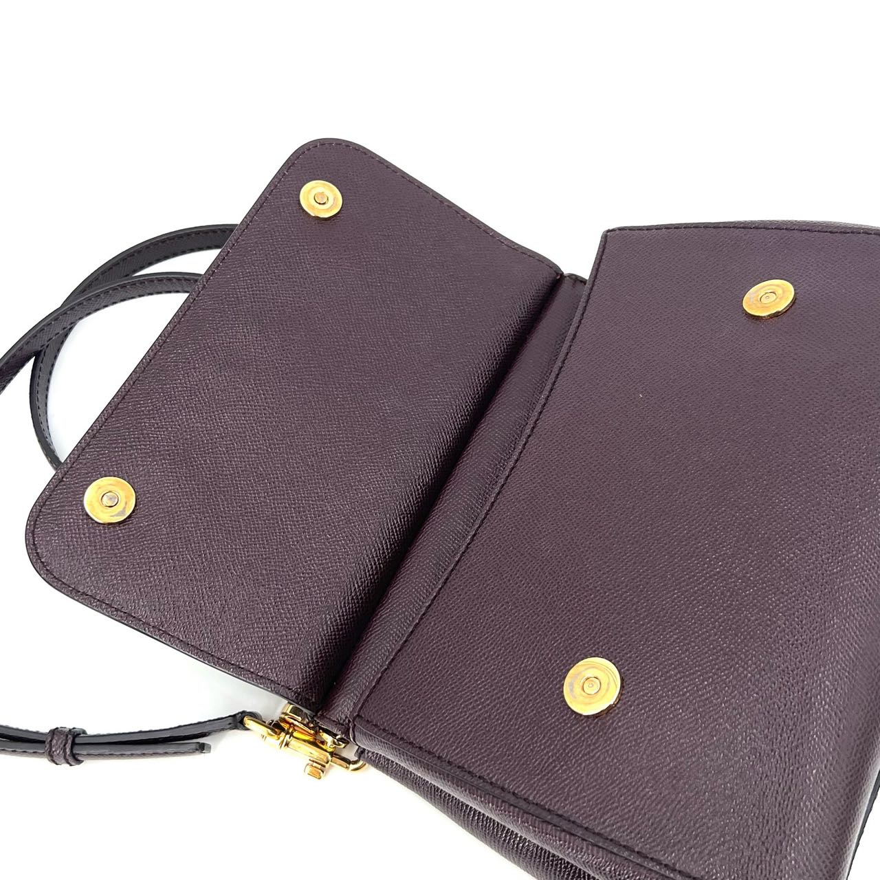 Pre-owned Certified D&G Dolce & Gabbana Large Sicily Handbag in Dark Burgundy Calfskin with Golden Hardware, w/ dust bag, strap