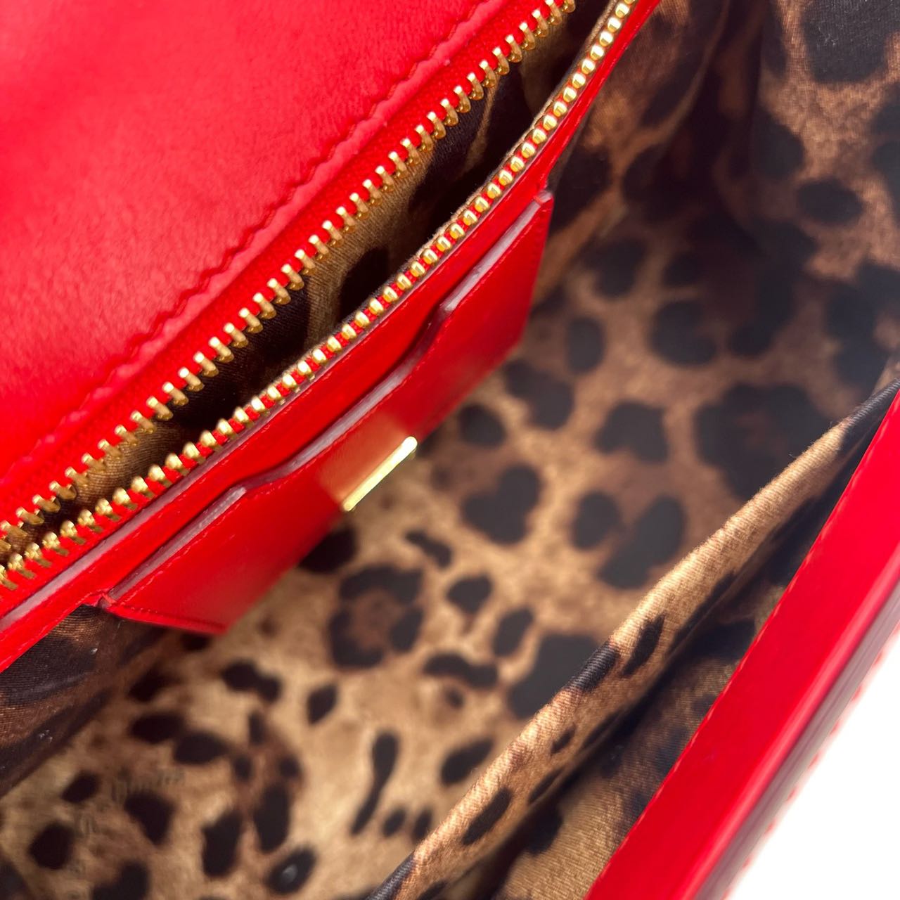 Pre-owned Certified D&G Dolce & Gabbana Large Sicily Handbag in Red Patent Leather with Golden Hardware, w/ dust bag, strap