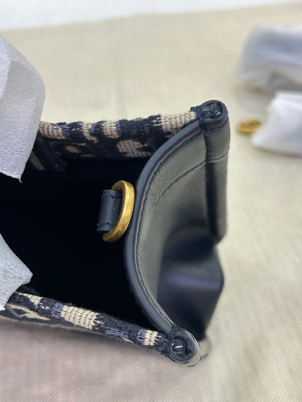 Pre-owned Certified Dior Book Tote East-West in Blue Oblique Canvas and Blue Calfskin with Golden Hardware, w/strap, dust bag