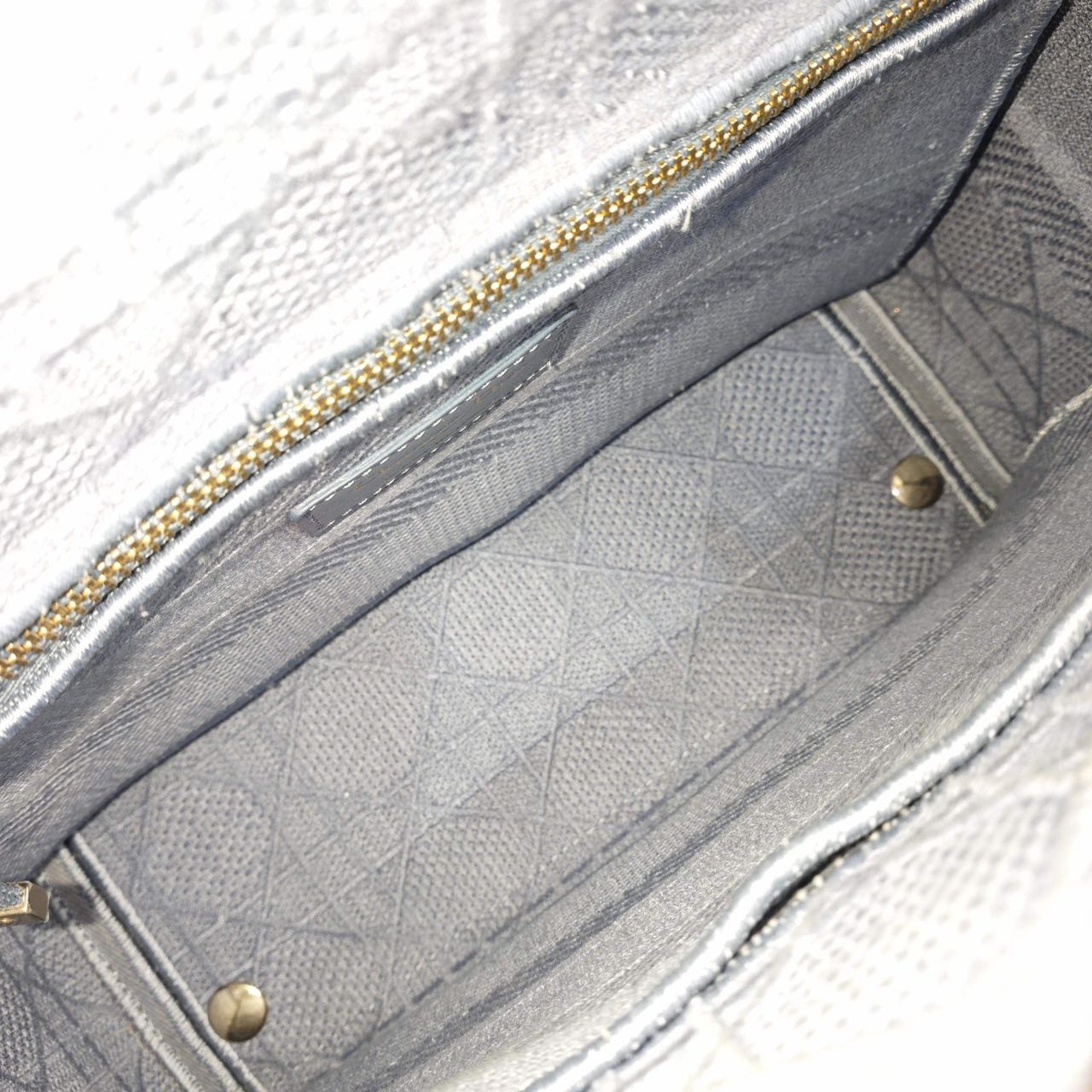 Pre-owned Certified Dior Medium Lady Dior in Blue Canvas with Golden Hardware, 2020, w/ dust bag, strap