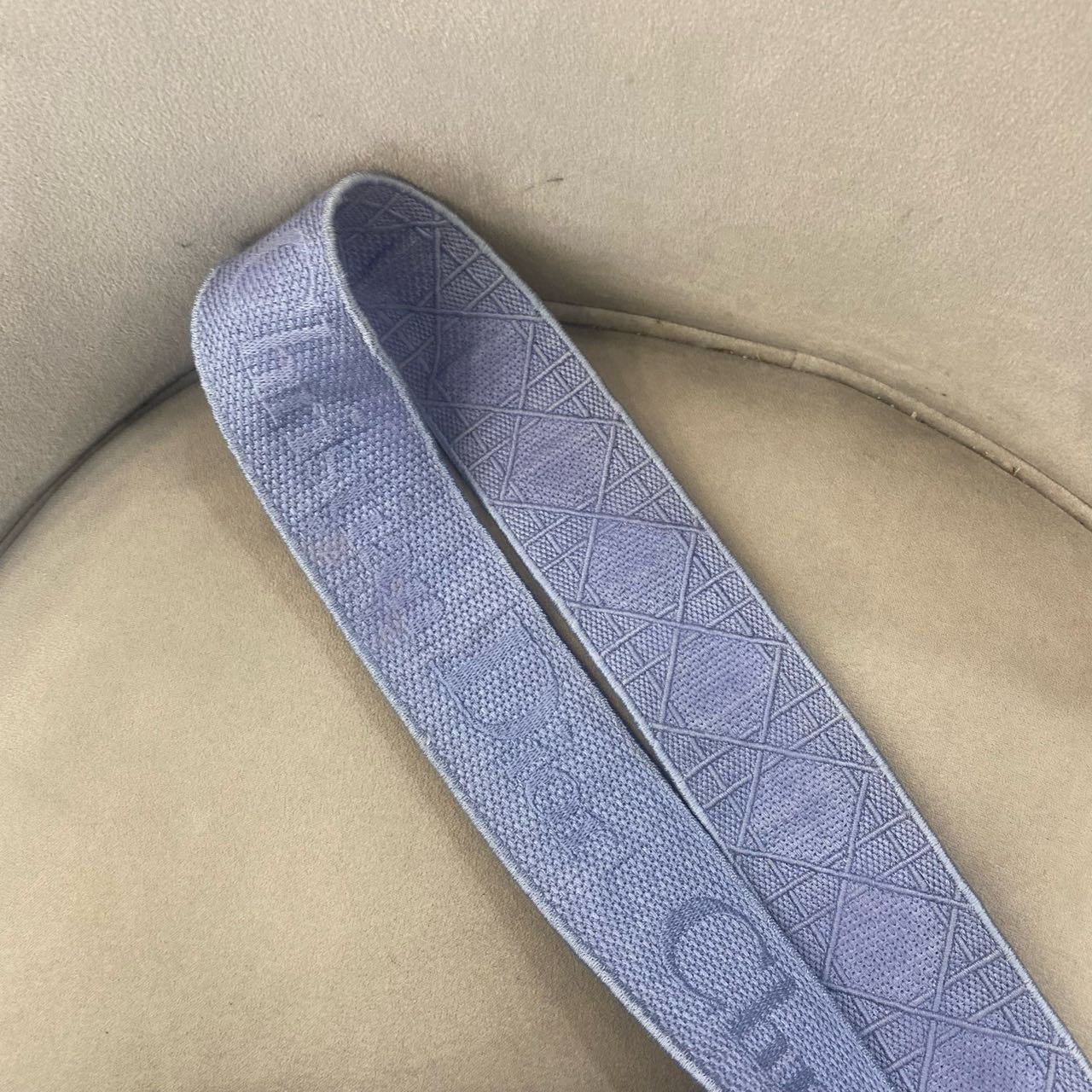 Pre-owned Certified Dior Medium Lady Dior in Blue Canvas with Golden Hardware, 2020, w/ dust bag, strap
