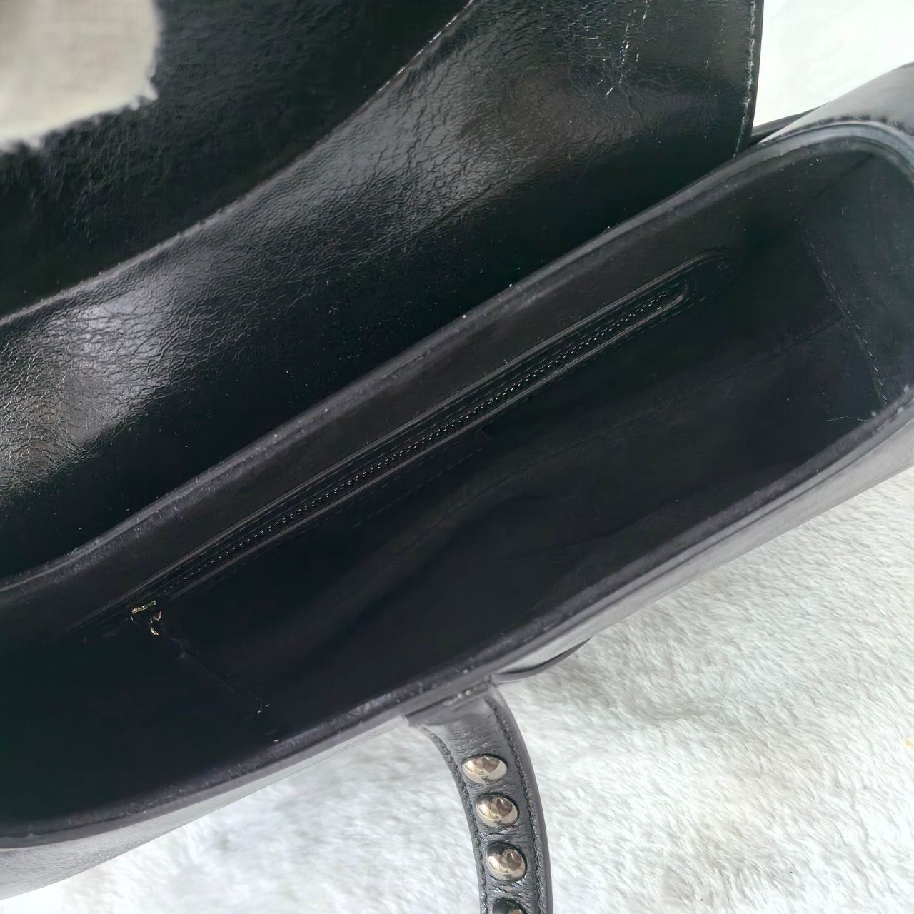 Pre-owned Certified Dior Medium Saddle in Black Crinkled Calfskin with Silver Hardware, 2022, w/ dust bag