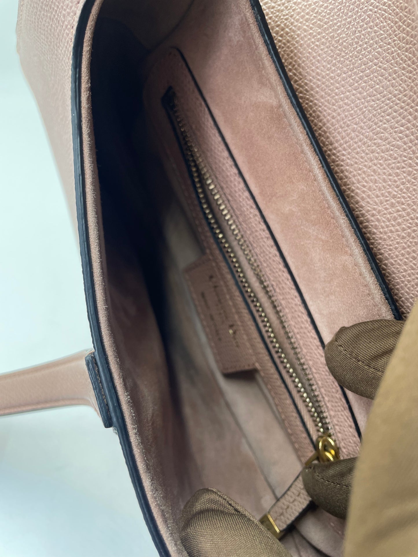 Pre-owned Certified Dior Medium Saddle in Nude Pink Medium Grained Calfskin, Golden Hardware, 2019, w/ Dior canvas strap, dust bag