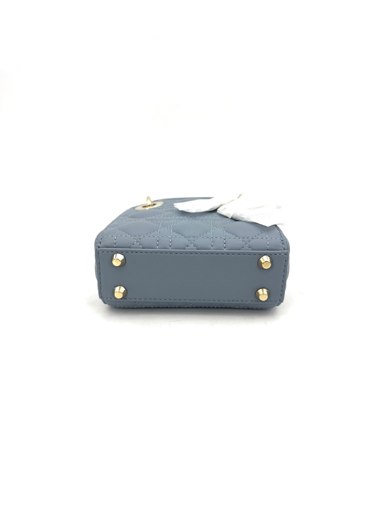 Pre-owned Certified Dior Micro Lady Dior in Deep Sky Blue Lambskin with Golden Hardware, w/dust bag, strap