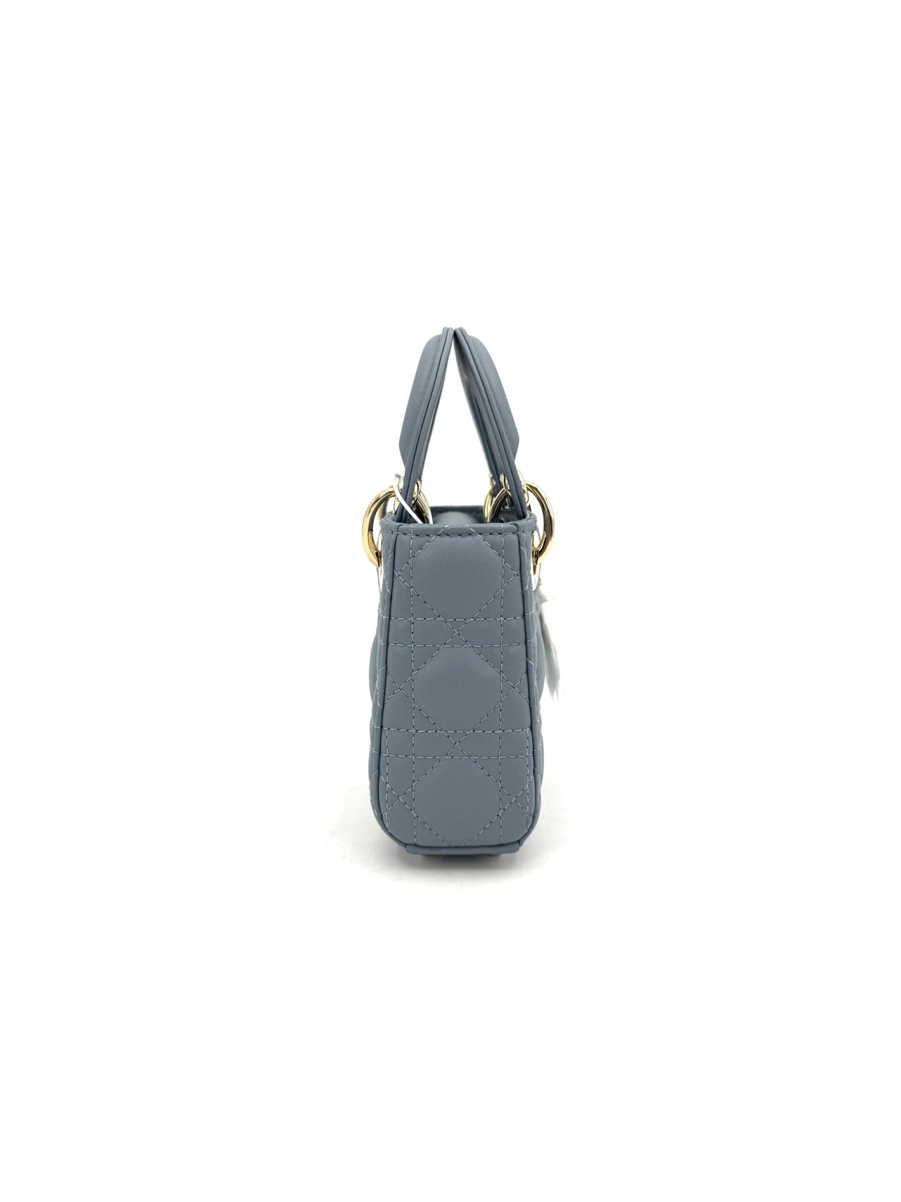 Pre-owned Certified Dior Micro Lady Dior in Deep Sky Blue Lambskin with Golden Hardware, w/dust bag, strap