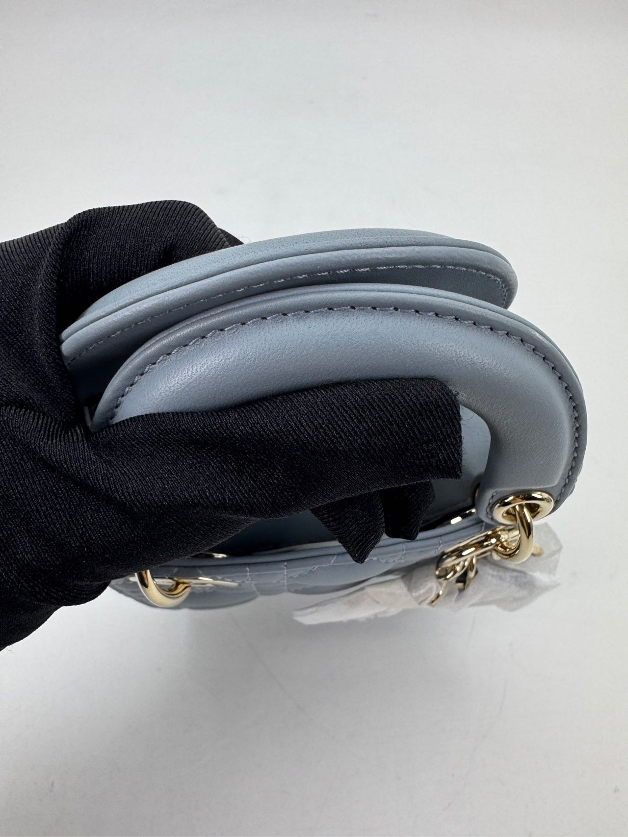 Pre-owned Certified Dior Micro Lady Dior in Deep Sky Blue Lambskin with Golden Hardware, w/dust bag, strap