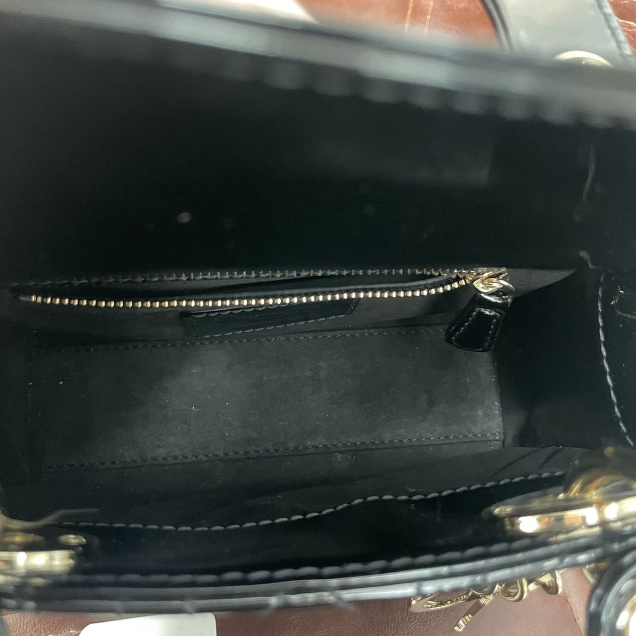 Pre-owned Certified Dior Mini Lady Dior in Black Patent Leather with Light Golden Hardware, 2020, w/full set