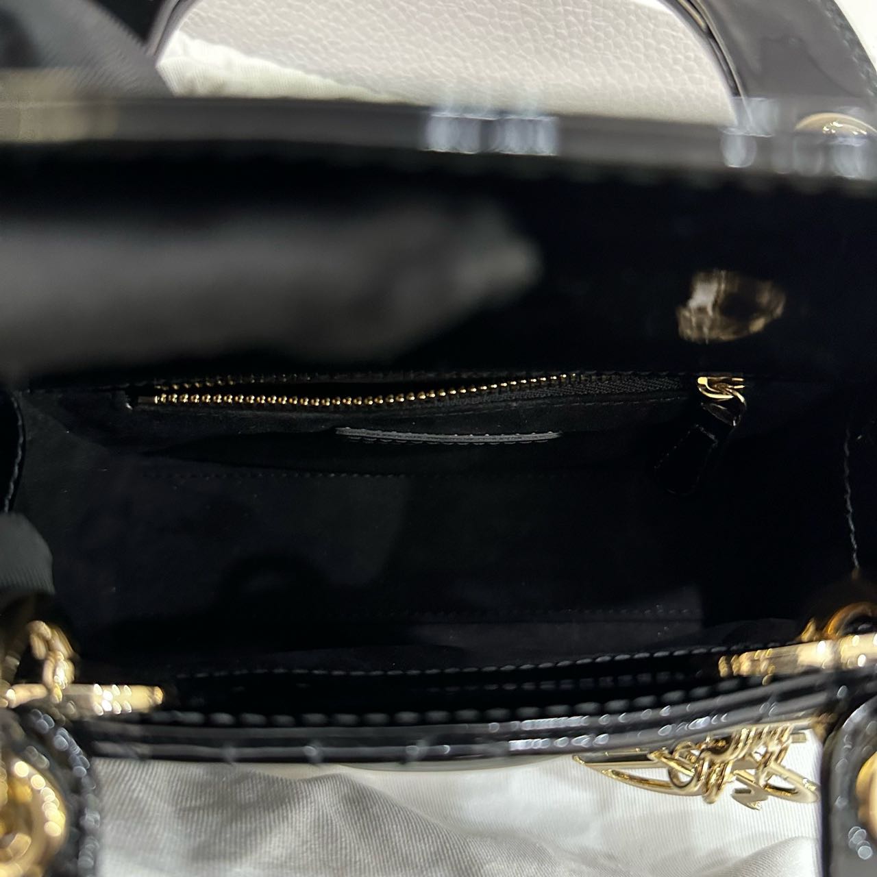 Pre-owned Certified Dior Mini Lady Dior in Black Patent Leather with Golden Hardware, 2020, w/full set