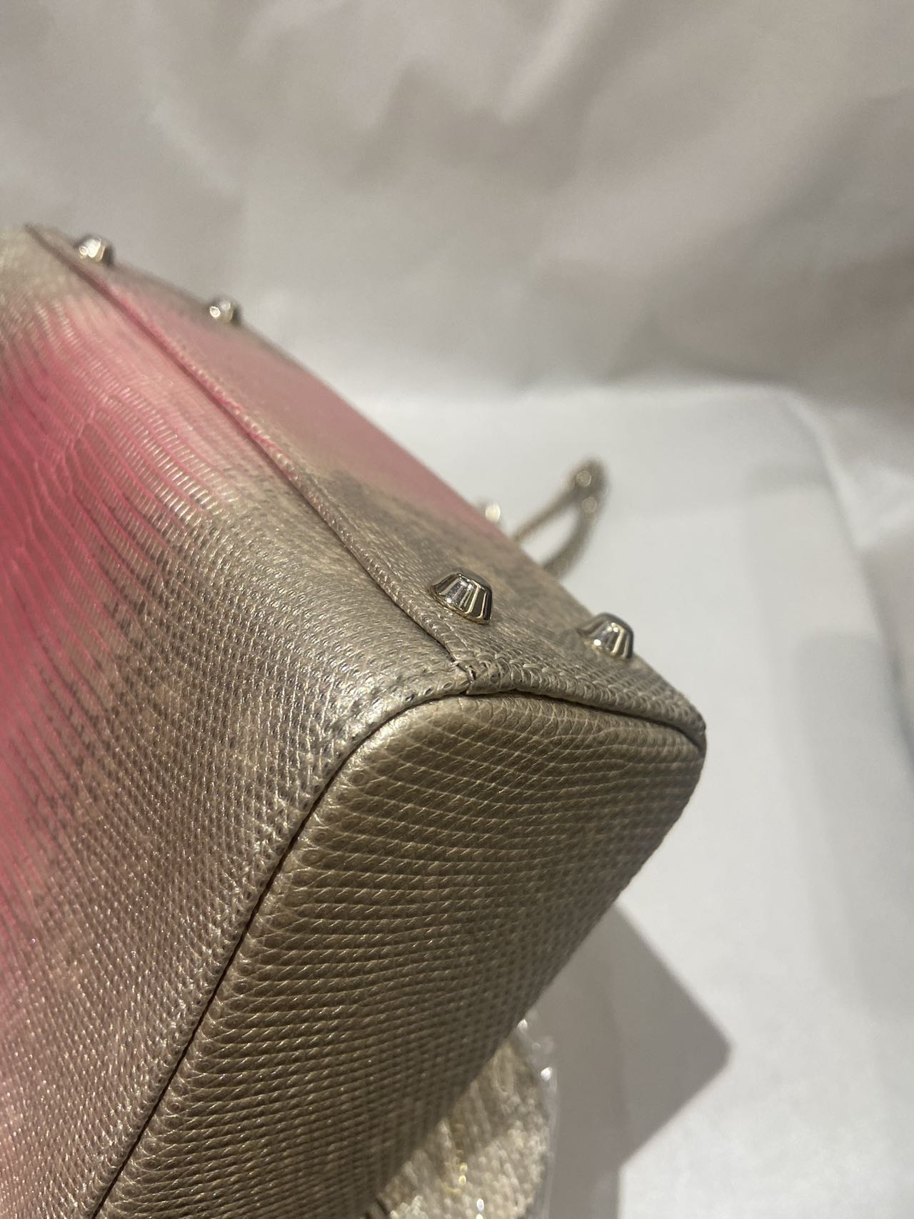 Pre-owned Certified Dior Mini lady Dior in Pink Golden Ombré Natural Lizard Skin with Light Golden Hardware, 2022, w/ full set