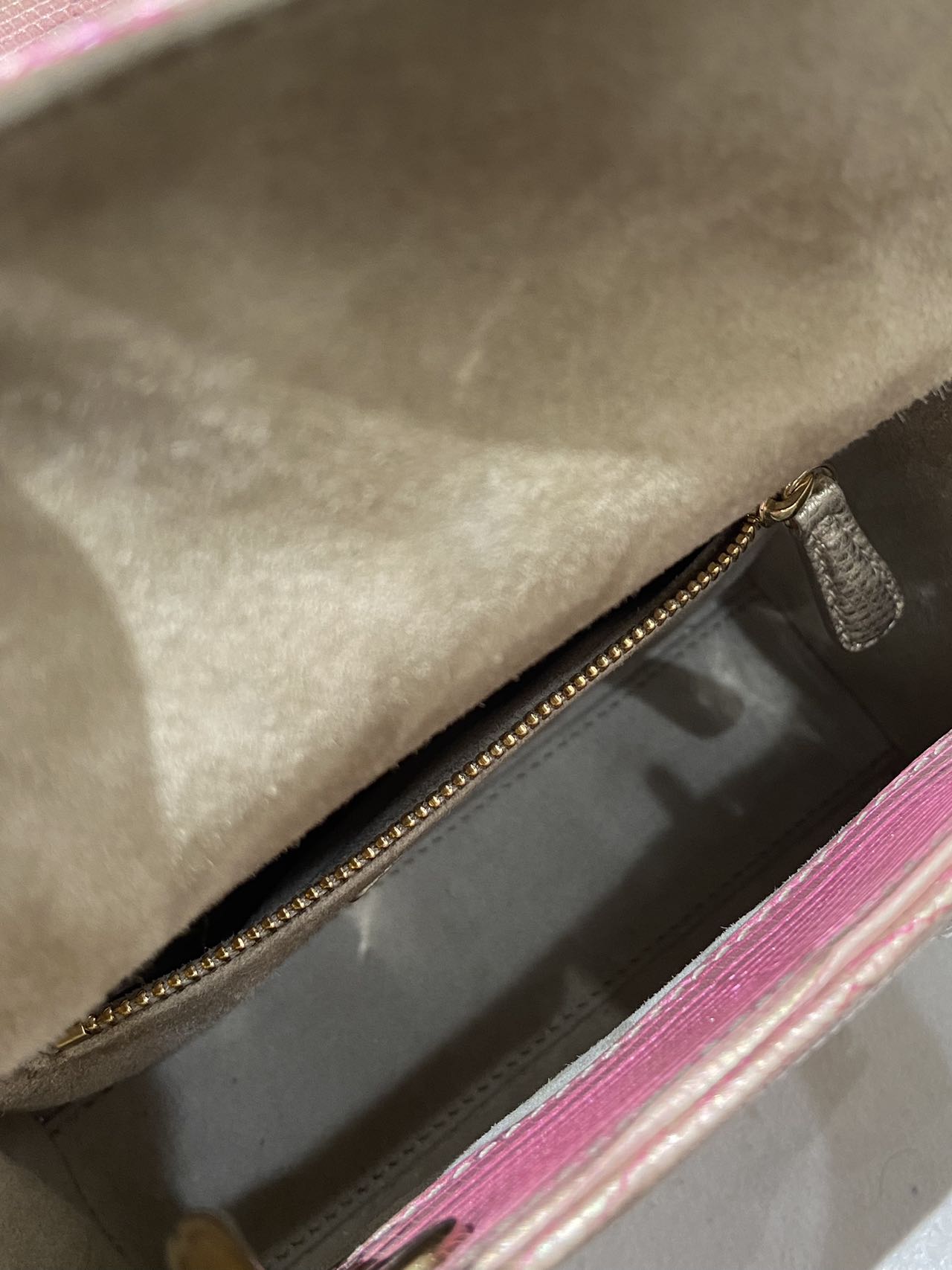 Pre-owned Certified Dior Mini lady Dior in Pink Golden Ombré Natural Lizard Skin with Light Golden Hardware, 2022, w/ full set