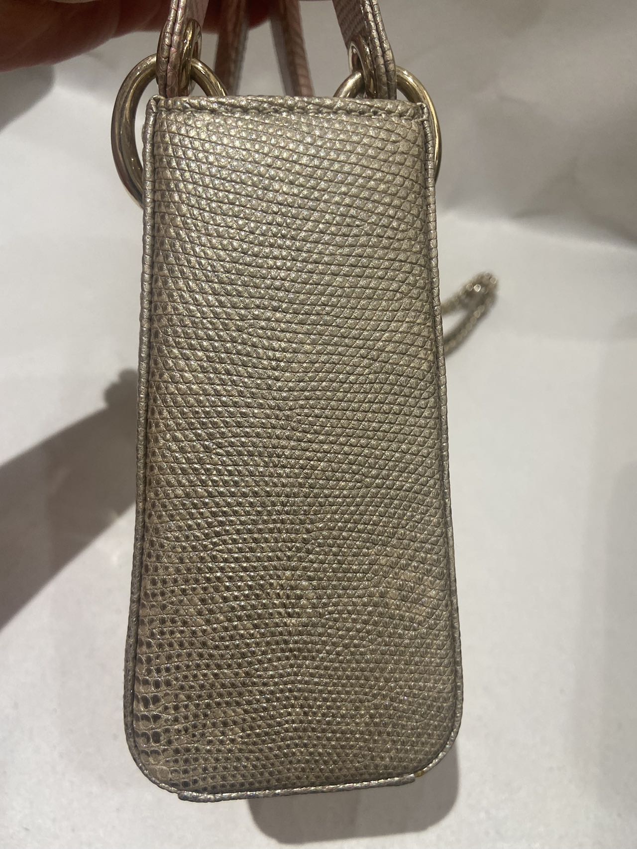 Pre-owned Certified Dior Mini lady Dior in Pink Golden Ombré Natural Lizard Skin with Light Golden Hardware, 2022, w/ full set