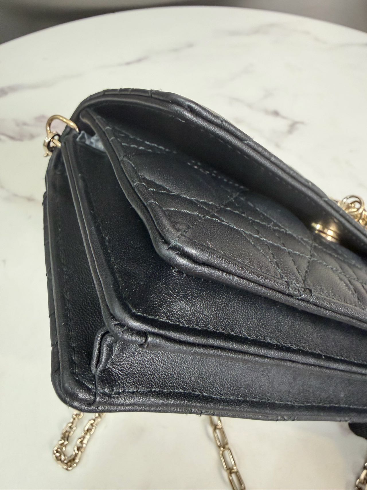 Pre-owned Certified Dior My Dior Top Handle in Black Lambskin with Golden Hardware, w/dust bag