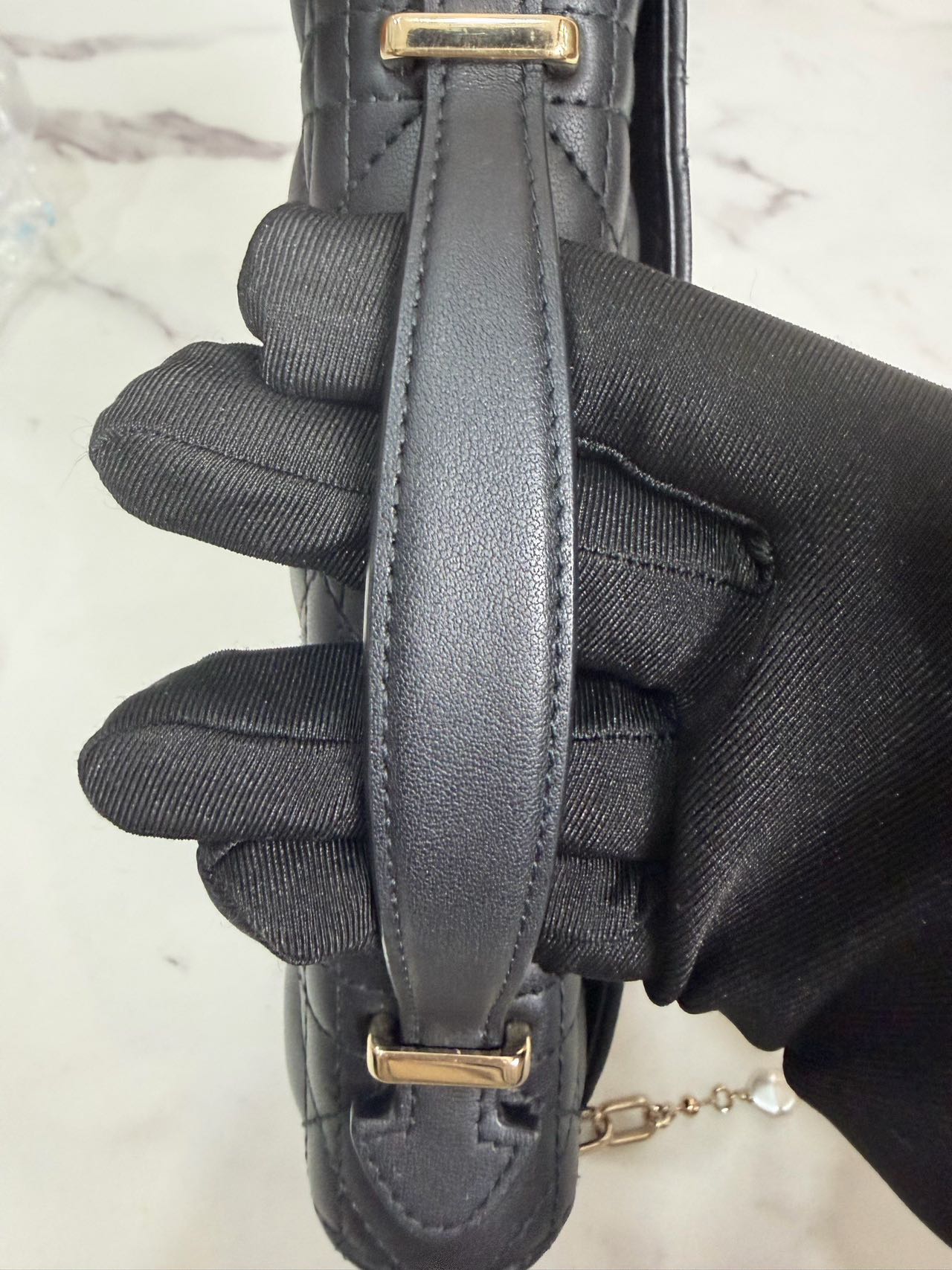 Pre-owned Certified Dior My Dior Top Handle in Black Lambskin with Golden Hardware, w/dust bag