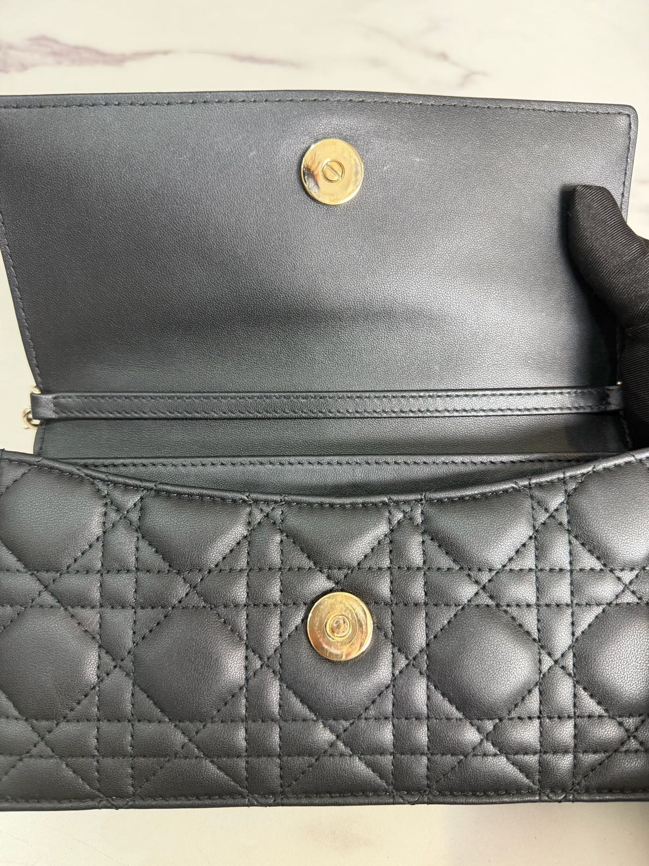 Pre-owned Certified Dior My Dior Top Handle in Black Lambskin with Golden Hardware, w/dust bag