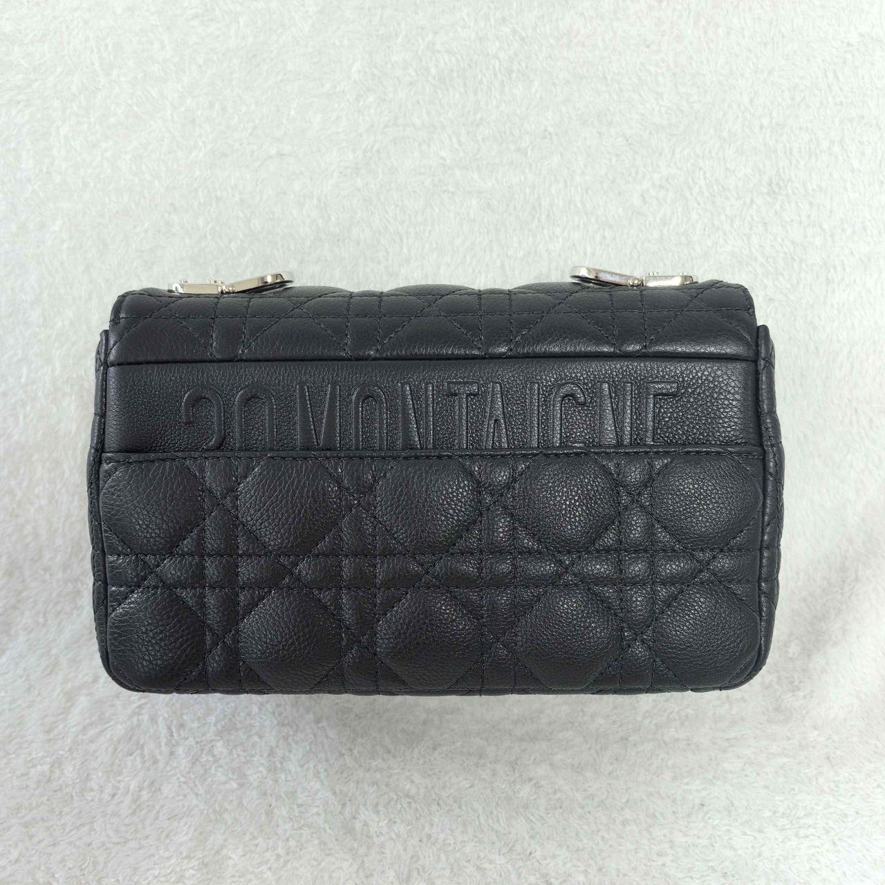 Pre-owned Certified Small Dior Caro in Black Supple Calfskin with Silver Hardware, 2024,w/ strap