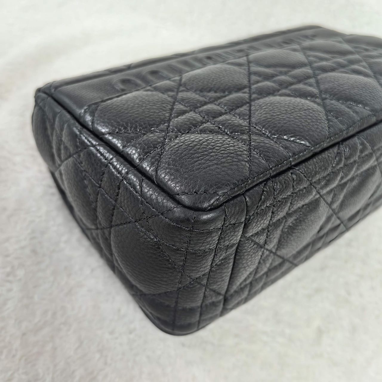 Pre-owned Certified Small Dior Caro in Black Supple Calfskin with Silver Hardware, 2024,w/ strap