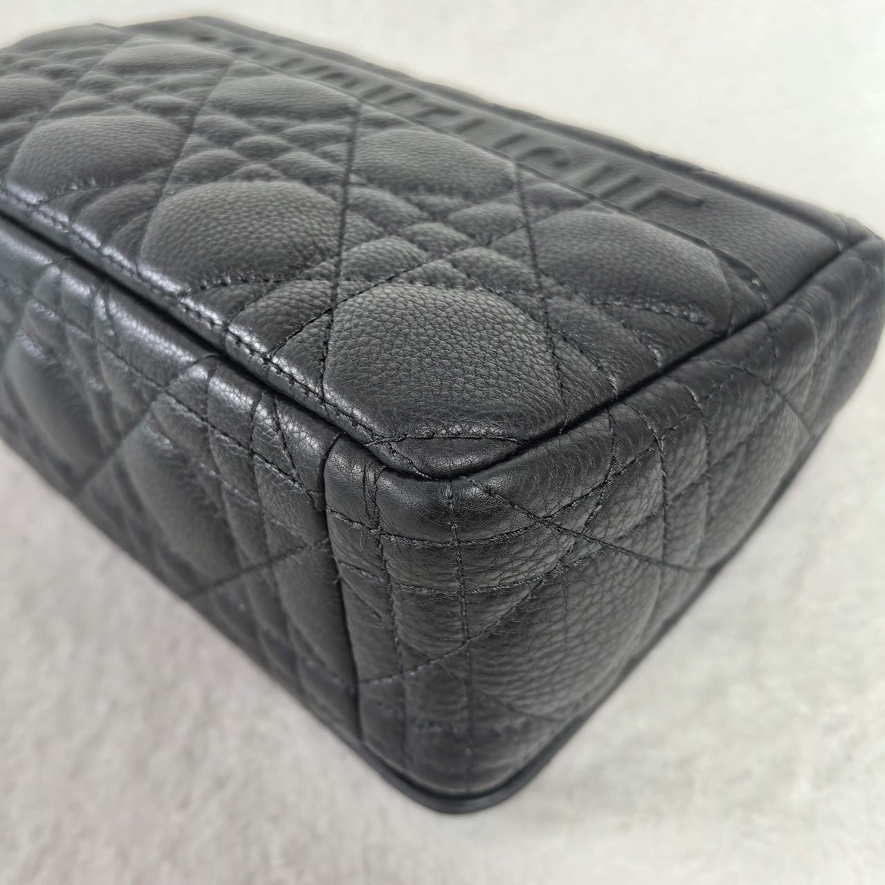 Pre-owned Certified Small Dior Caro in Black Supple Calfskin with Silver Hardware, 2024,w/ strap