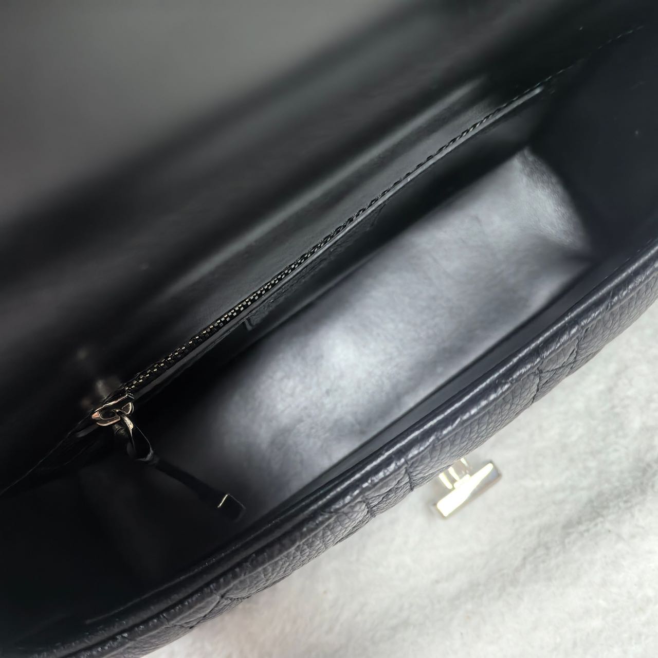 Pre-owned Certified Small Dior Caro in Black Supple Calfskin with Silver Hardware, 2024,w/ strap