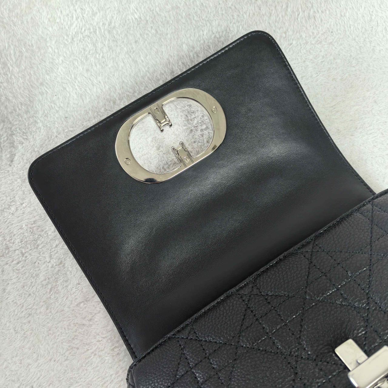 Pre-owned Certified Small Dior Caro in Black Supple Calfskin with Silver Hardware, 2024,w/ strap