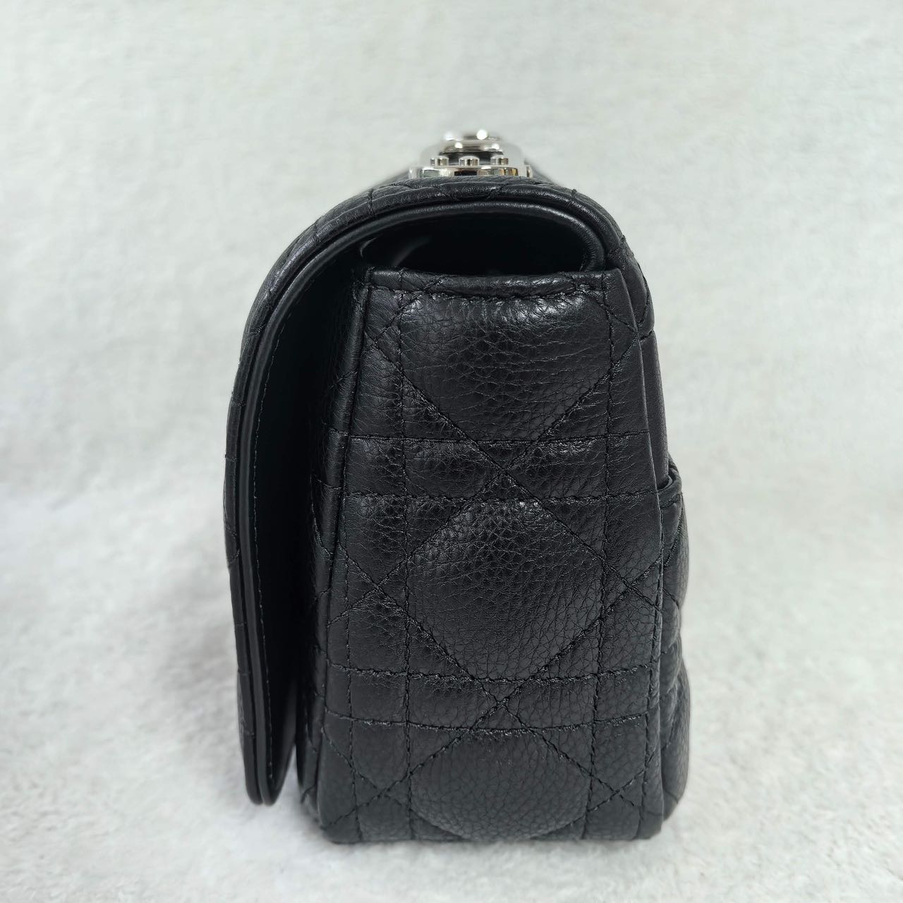 Pre-owned Certified Small Dior Caro in Black Supple Calfskin with Silver Hardware, 2024,w/ strap