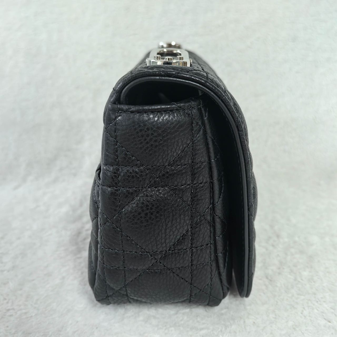 Pre-owned Certified Small Dior Caro in Black Supple Calfskin with Silver Hardware, 2024,w/ strap
