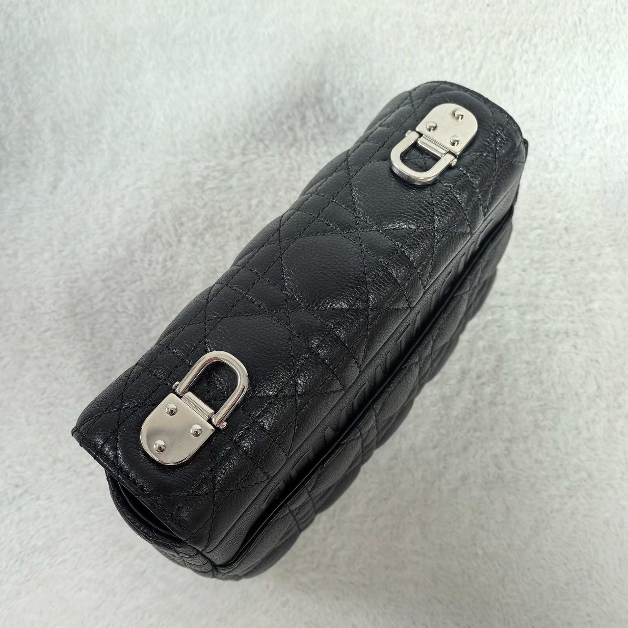 Pre-owned Certified Small Dior Caro in Black Supple Calfskin with Silver Hardware, 2024,w/ strap