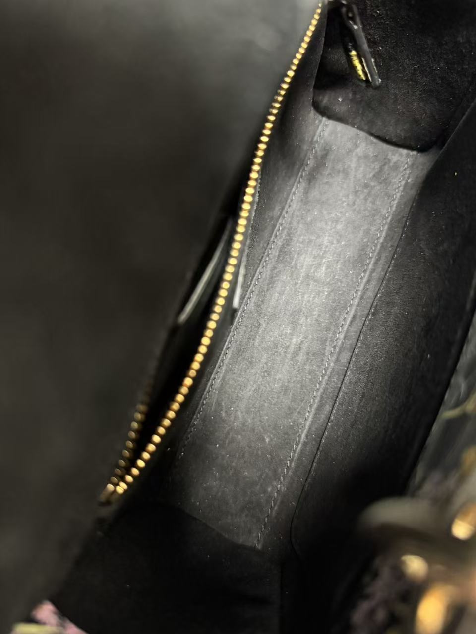 Pre-owned Certified Dior Small Lady Dior Black Calfskin with Painted Floral Pattern with Light Golden Hardware, 2024, w/ full set