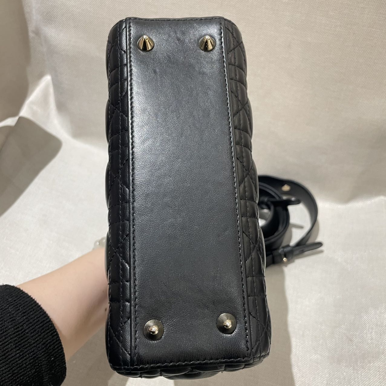 Pre-owned Certified Dior Small Lady Dior in Black Lambskin with Golden Hardware, 2020, w/ Full Set
