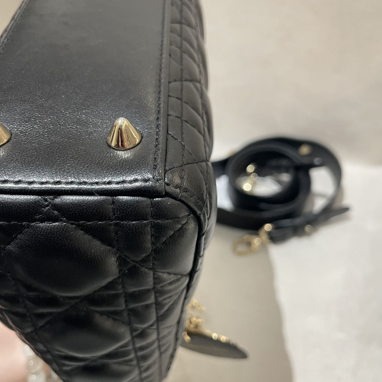 Pre-owned Certified Dior Small Lady Dior in Black Lambskin with Golden Hardware, 2020, w/ Full Set
