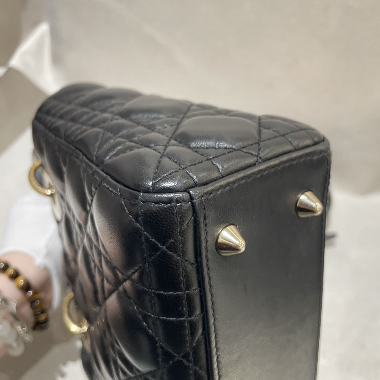Pre-owned Certified Dior Small Lady Dior in Black Lambskin with Golden Hardware, 2020, w/ Full Set