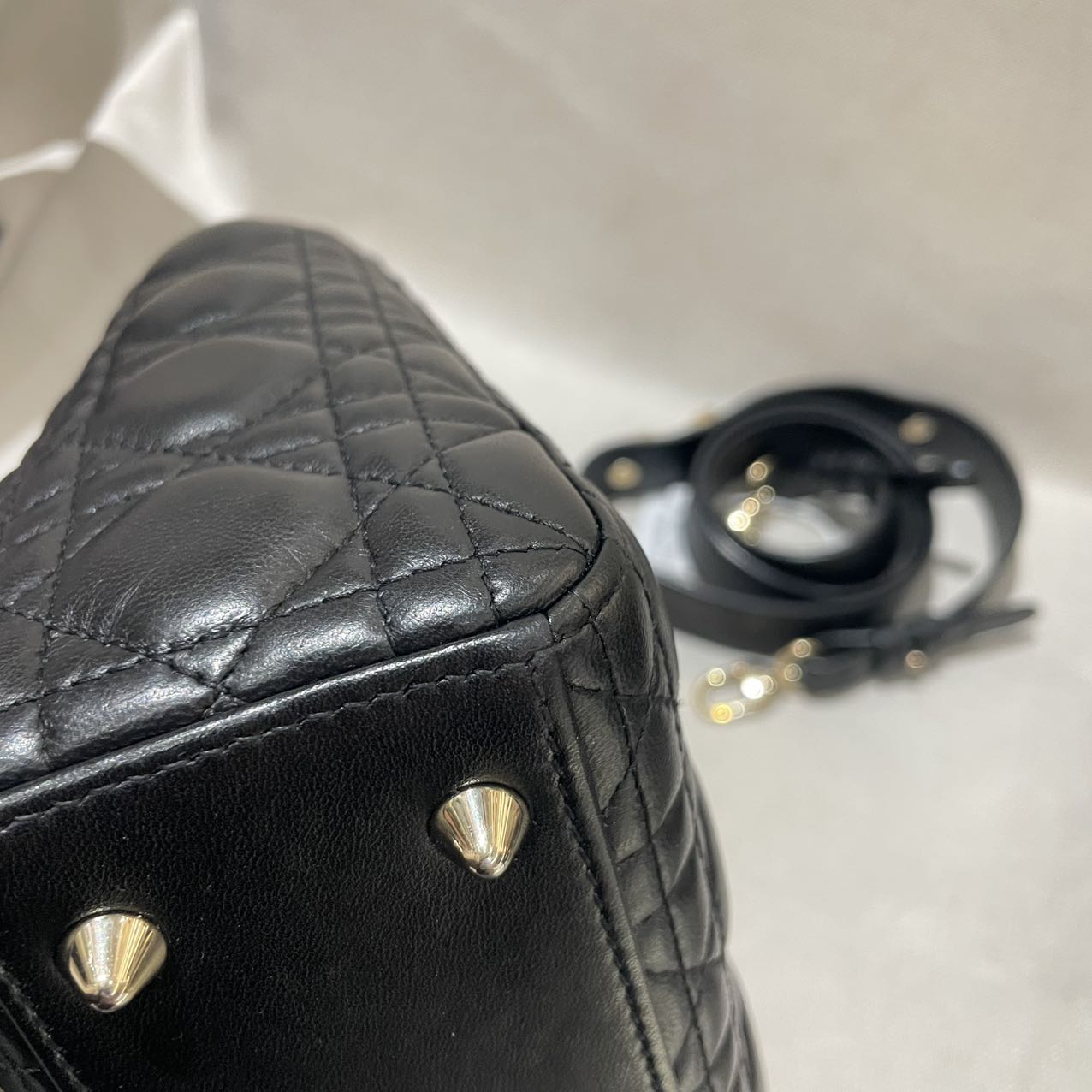 Pre-owned Certified Dior Small Lady Dior in Black Lambskin with Golden Hardware, 2020, w/ Full Set
